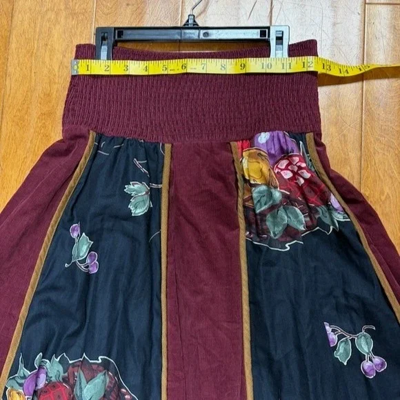 Jeanne Marc Vintage Cottage Renaissance Corduroy Patchwork Maxi Skirt Size P 4/6 - Picture 4 of 5